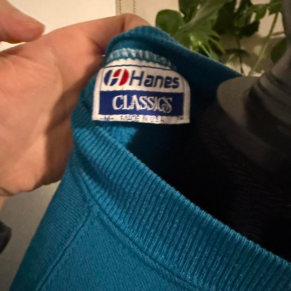 Vintage Florida Pelican Sweatshirt Hanes Classics Teal Graphic Crewneck - Size M - Picture 5 of 5